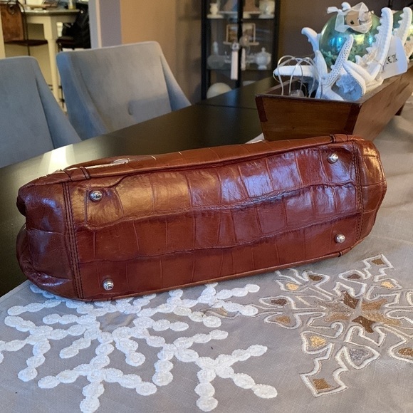 BRIGHTON Alligator Embossed Leather Handbag - Whiskey - Picture 6 of 17